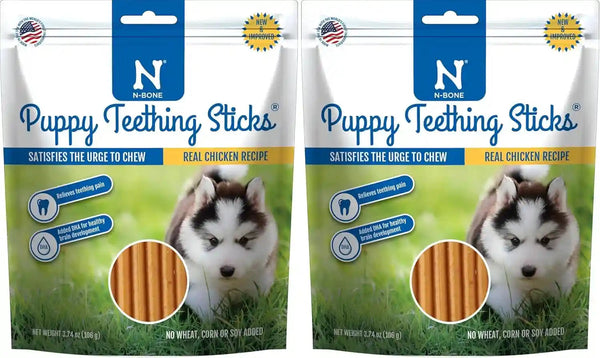N-Bone Puppy Teething Sticks, Chicken Flavor, Natural Puppy Chew Sticks & Teething Treats, SQF Certified, Made with Rice Flour for Easy Digestion, Calcium Enriched (3.7Oz)13