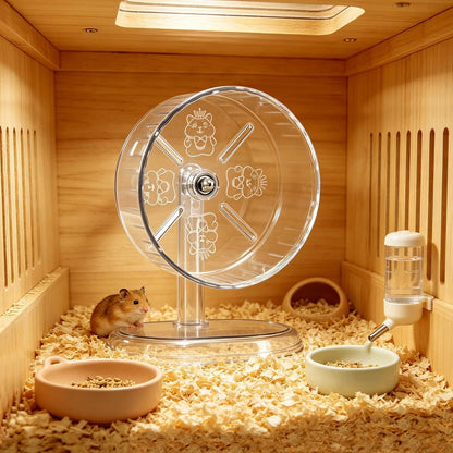Hamster Exercise Wheel,Super-Silent Small Animals Exercise Wheels,Quiet Hamster Running Wheels with Adjustable Stand for Hamsters,Gerbils,Rats,Other Small Pets(Transparent, 7 Inch)3