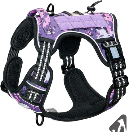 Auroth Tactical Dog Harness for Large Dogs No Pull Adjustable Pet Harness Reflective K9 Working Training Easy Control Pet Vest Military Service Dog Harnesses Army Yellow L63
