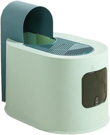 Pet Supplies, Large Hooded Cat Litter Box with Lid,Anti Splash & Easy Clean Tray(Brown)8