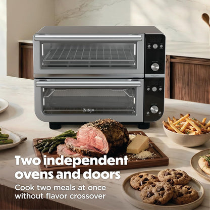 Ninja Double Oven Pro Smart XL, 30.2 Qt, 12-In-1, Stainless Steel, DCT801 | Dualzone, Smart Finish, Fits 4.5 Lb Chicken, Air Fry, Bake, Broil, Roast, Toast, Pizza2