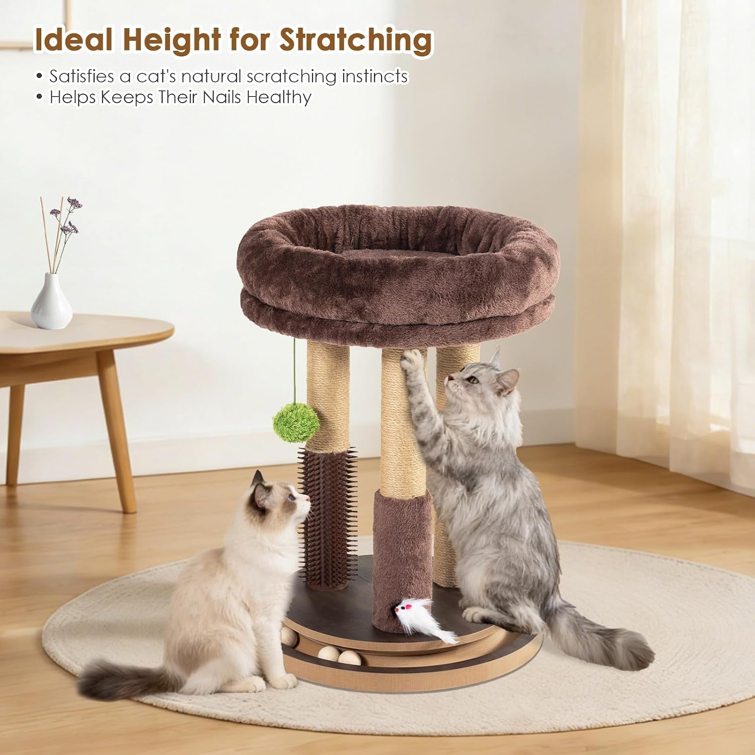 22-inch-heavy-duty-cat-scratching-post-with-cozy-plush-bed-3-sisal-scratching-posts-interactive-cat-scratcher-with-grooming-brush-hanging-pom-pom-track-balls-mouse-toy-for-indoor-cats