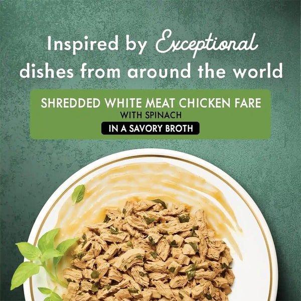 Purina Fancy Feast Wet Cat Food Medleys Shredded White Meat Chicken Fare with Spinach in Savory Cat Food Broth - (Pack of 24) 3 Oz. Cans2