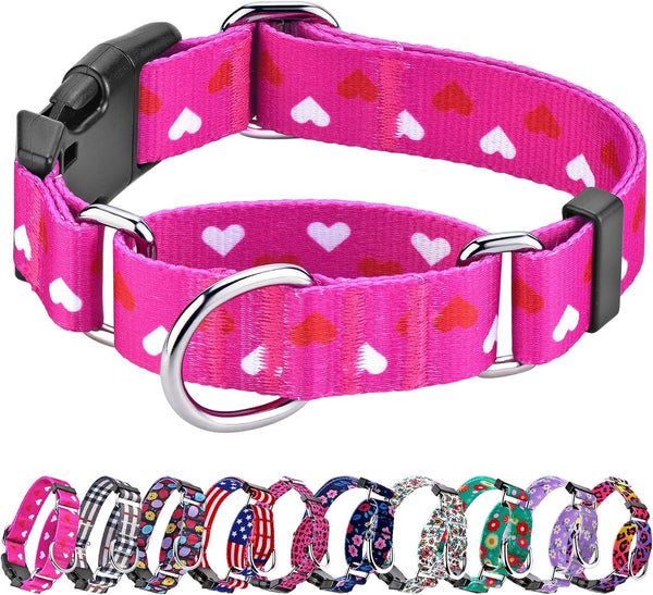 Hikiko Martingale Collar for Dogs Adjustable Soft Nylon Dog Collars with Cute Patterns for Small Medium Large Dog（Pink Butterfly,Medium）23
