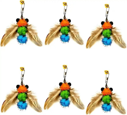 12 Pack Cat Wand Feather Toy Refills with Bells , Natural Feather Replacement for Interactive Teaser Toys, Colorful Wand Attachments, Durable and Safe Cat Toy Accessories for Exercise and Play8
