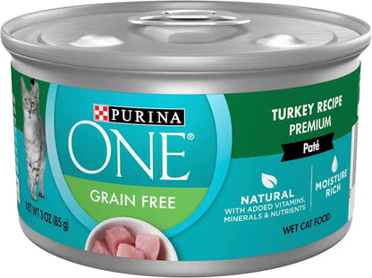 Purina ONE High Protein, Grain Free Pate Wet Cat Food Variety Pack, Grain Free Formula - (Pack of 24) 3 Oz. Cans18