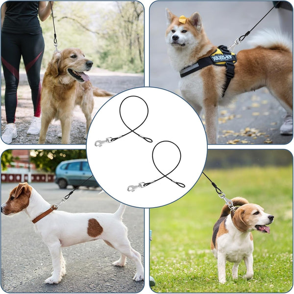 2 Pack Chew Proof Leash Extension Heavy Duty Dog Leash Extender Chew Proof Dog Leashes Non-Tangle Connect Leashes for Any Collar Harness, Black6