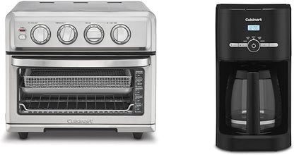 Air Fryer + Convection Toaster Oven, 8-1 Oven with Bake, Grill, Broil & Warm Options, Stainless Steel, TOA-70 & DCC-1120BK Classic 12-Cup Programmable Coffeemaker, Black1
