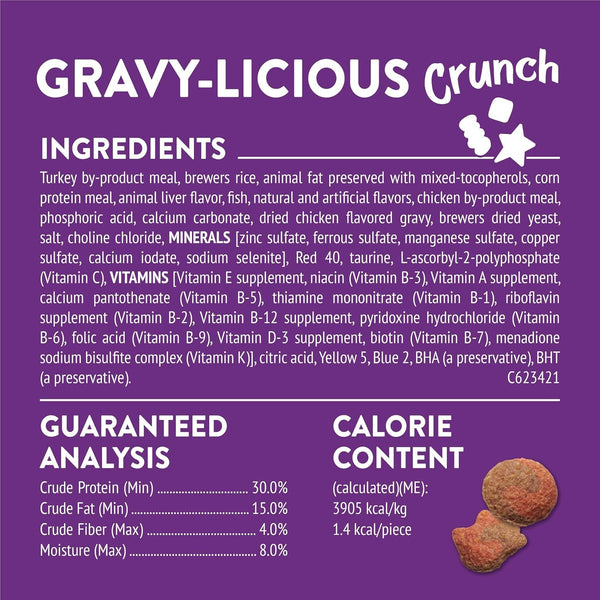 Purina Friskies Cat Treats, Party Mix Gravy-Licious Crunch Turkey and Gravy Flavors - (Pack of 6) 6 Oz. Pouches6