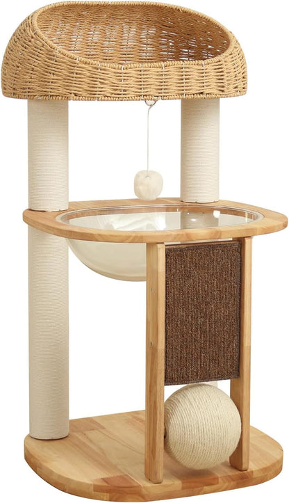 Modern Cat Tree for Large Cats, Modern Cat Tree Tower with Wide Shelves Cotton Scratching Posts, Super Sturdy Base, Cozy Perches, and Interactive Toys for Indoor Kittens 31-Inch20