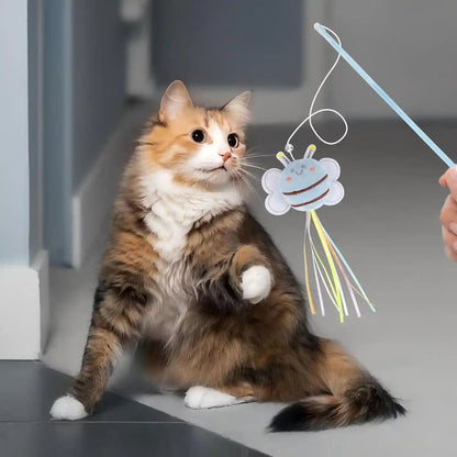 NOWFRESH Cat Wand Toy Set, 2 PCS Interactive Cat Teaser Wands with Cute Bee & Mouse Designs, Equipped with Bells and Streamers to Captivate Your Cat’S Attention7