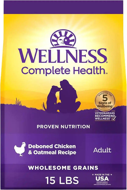 Wellness Complete Health Adult Dry Dog Food, Wholesome Grain Kibble, Natural, Chicken and Oatmeal Recipe, 30 Lb Bag25