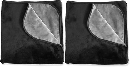 Silky Waterproof Throw for Protecting Furniture Bed Couch from Stains Caused by Dogs, Cats, Incontinence. Soft, Washable, Reversible. (Size Small 2-Pack 30X35 Inches, Color Black/Charcoal)1