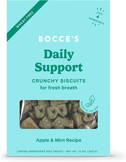 Bocce'S Bakery Breath Support Crunchy Biscuits Dog Treats, Apple Mint 12 Oz | Oven Baked, Wheat-Free Everyday Dog Treat Biscuits - Made with Real, Limited Ingredients and Baked in the USA1