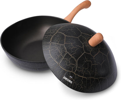 Bionic Turtle 12 Inch Nonstick Wok with Lid, Non Toxic, PFAS & PFOA Free, Dishwasher Safe, Compatible with All Stovetops, Durable Stir Fry Pan for Home Cooking1