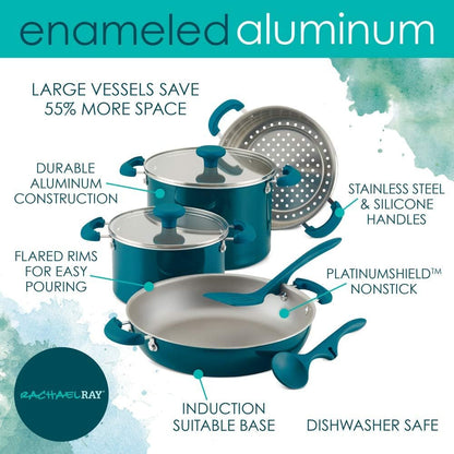 8-Piece Aluminum Cookware Set, Teal Shimmer6