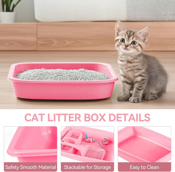 Cat Litter Box Set, Small Cat Kitten Starter Kit with Litter Scoop & Heated Cat Bed with 2 Cozy Covers4