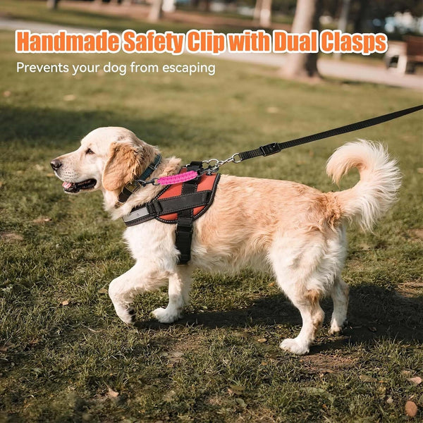 Dog Collar Safety Clip, Collar Companion, Handmade Backup Safety Strap, Double-Ended Clip Leash Connector, Suitable for Dog Harnesses, Prong, Pinch Collars (Pink, 1 Pack)5