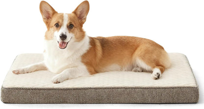 JOEJOY Orthopedic XL Dog Bed for Large Dogs, Waterproof Dog Bed for Crate with Washable Removable Cover, Extra Thick Egg-Crate Memory Foam Pet Beds, Grey, 41"X27"30