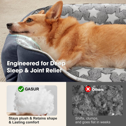GASUR Small Dog Beds Small Size Dogs, Rectangle Washable Dog Bed, Orthopedic Dogs Sofa Bed, Pet Cuddler Anti-Slip Bottom, Soft Calming Sleeping Warming Puppy Bed (S (20"X 19"X 6"), Black)2