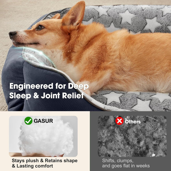 GASUR Small Dog Beds Small Size Dogs, Rectangle Washable Dog Bed, Orthopedic Dogs Sofa Bed, Pet Cuddler Anti-Slip Bottom, Soft Calming Sleeping Warming Puppy Bed (S (20"X 19"X 6"), Black)2