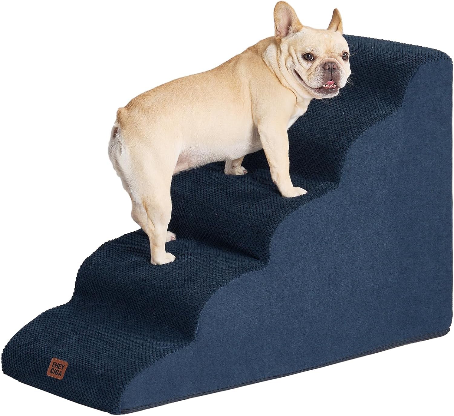 eheyciga-curved-dog-stairs-ramp-for-5-step-high-beds-22-6-h-dog-steps-33d-density-of-pure-foam-for-small-dogs-and-cats-pet-stairs-for-high-bed-climbing-non-slip-balanced-pet-step-indoor-grey