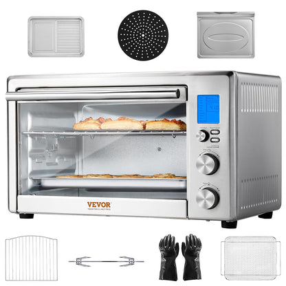 Air Fryer Toaster Oven, 28L/29.6Qt Large Capacity 13 in 1 Functional Convection Oven, 1800W 2-Tier Toaster Ovens Countertop Combo with Wire Racks, Pizza Pan, Gloves, Home and Commercial Use1