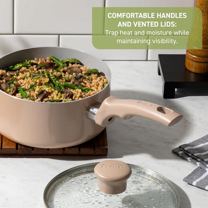 Refresh Ceramic Pots and Pans Set, 20-Piece Nonstick Cookware Set, Stockpot, Griddle, Frying Pans, Utensils, Moon Grey5
