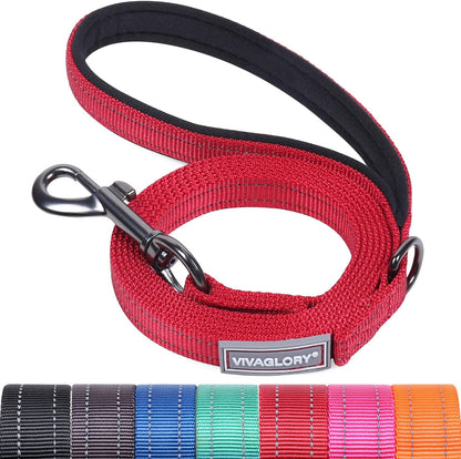 VIVAGLORY Dog Leash Puppy Leash for Collar, 3Ft X 1In, Black | with Soft Padded Handle for Training & Walking, Heavy Duty & Double Layer Nylon Pet Puppy42