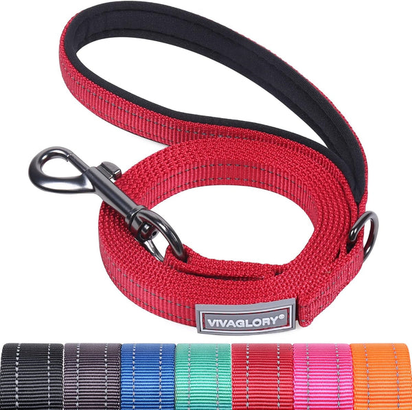 VIVAGLORY Dog Leash Puppy Leash for Collar, 3Ft X 1In, Black | with Soft Padded Handle for Training & Walking, Heavy Duty & Double Layer Nylon Pet Puppy42