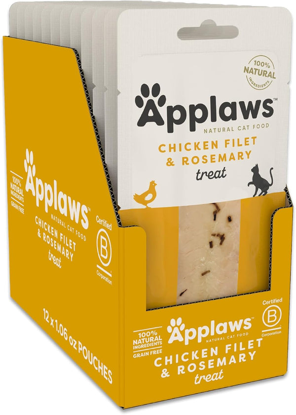 Applaws Whole Chicken Filet with Rosemary Cat Treats 12-Pack 1.06 Oz Loins | 100% Natural, High Quality, Single Ingredient, Grain Free, High Protein, Freeze Dried, No Fillers, No Artificial Additives1