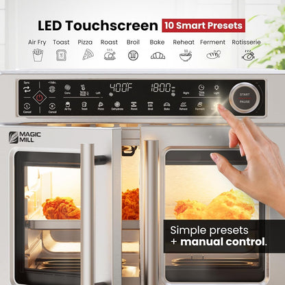 Ultra-Premium Air Fryer Toaster Oven Combo with Independent Dual-Zone Technology, Extra Large 32QT French Door Stainless Steel Convection Oven, Next-Gen Patent Technology, 13 Accessories4