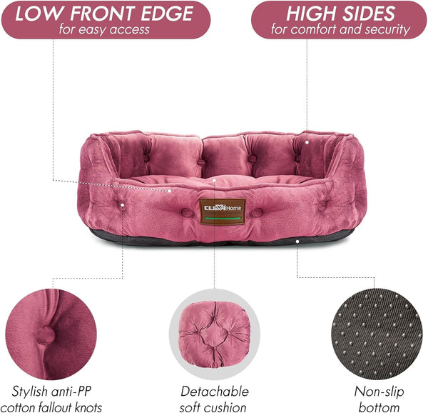Clevahome Cat Dog Bed for Small Pets up to 15Lbs - round Cat Beds for Indoor Cats, Machine Washable Comfortable Pet Bed for Puppy and Kitten with Non-Slip Bottom (Plum Pink)4