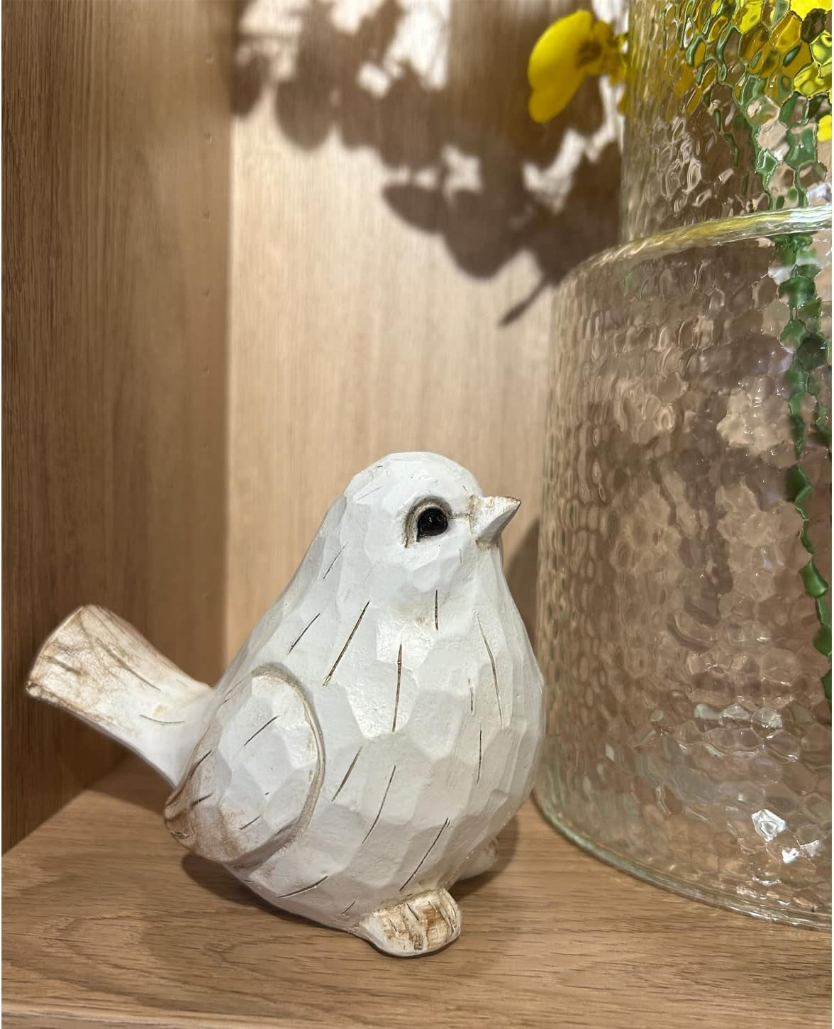 new-white-modern-farmhouse-bird-figurine-bird-statue-sculpture-carved-rustic-distressed-animal-bird-ornaments-home-decor-accents-collectible-bird-figurine-spring