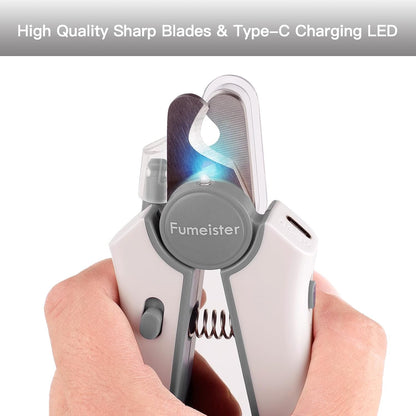 Type-C Rechargeable Dog & Cat Nail Clippers - LED Pet Nail Trimmer Extra Sharp for Small & Medium Dogs (Gray)2