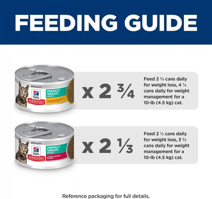 Hill'S Science Diet Adult Perfect Weight Wet Cat Food Variety Pack | #1 Veterinarian Recommended, Vegetable & Chicken and Liver & Chicken, 2.9 Oz. Cans, 12-Pack9