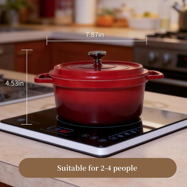 2.9QT Aluminum Dutch Oven Pot with Lid, Lightweight Casserole Dish, Compatible with Induction, Gas & Electric Stovetops, Nonstick Stew Pot for Braising, Roasting, Soup & Bread Baking6