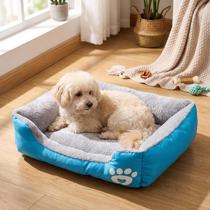 Plush Dog Bed for Small to Large Dogs - Rectangular Polyester Pet Bed with Paw Print Design, Soft & Comfortable Indoor/Outdoor Use, Dog Bed for Small, Indoor Pet Furniture, Durable Pet Bed1