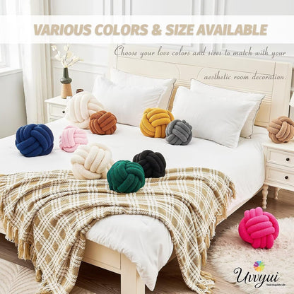 Knot Pillow Ball, Soft Home Decorative round Throw Pillow, Handmade Knotted Plush Pillow, round Boucle Pillow Cushion (8.6 Inches Ivory)6