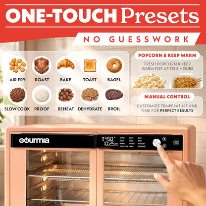 French Door Air Fryer Oven - 37 Qt Large Capacity Convection Toaster Oven, Fryforce 360°, Digital Display, 12 Cooking Presets, Dehydrate, Fits 13” Pizza, Dishwasher-Safe, Peach2