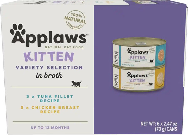 Applaws Kitten Variety in Broth Wet Food, 3-Flavor 16-Pack 2.47 Oz Cans | Tuna, Salmon & Chicken Variety, 100% Natural, High Quality Protein, Limited Ingredient, Complementary Wet Food, Grain Free11