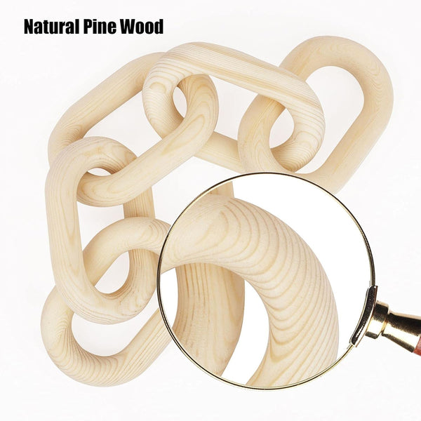 Wood Chain Link Decor, 5-Link Wooden Decorative Chain Home Decor Accents, Coffee Table Decor, Shelf Decor Aesthetic, Bookshelf Table Decorative Objects for Living Room, Housewarming Gifts8