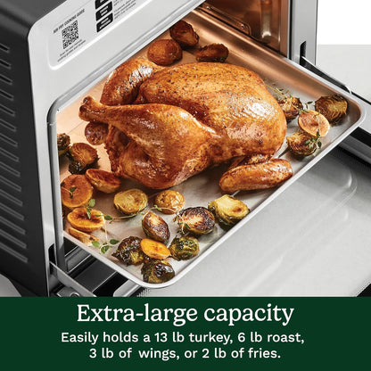 15-In-1 Extra-Large Digital Air Fryer Oven with 9"X13" 2-In-1 Pan, Air Fry 4 Lbs of Wings, Cook a 13 Lb Turkey or 5+ Lb Chicken, Toast 9 Slices of Bread, and Bake a 13" Pizza, TOA-1123