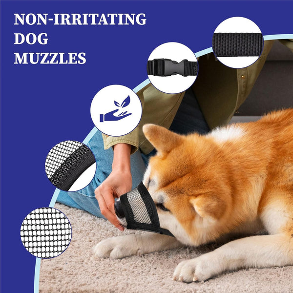 Dog Muzzle for Large Dogs - Air Mesh Muzzle for Large Sized Dog | Adjustable No Bark Dogs Muzzles for Scavenging Licking & Chewing | Prevent Biting | L 7.9'' - 9.4''5
