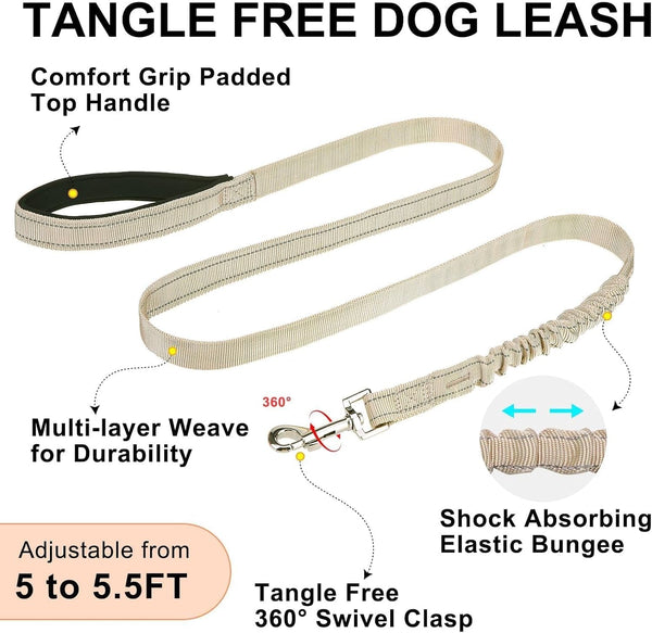 BEAUTYZOO Dog Harness No Pull, Quick Fit Dog Harness and Leash Set, Escape Proof Vest Harness with Soft Handle, Reflective Breathable Mesh Padding Harness for Medium Size Dog Training Walking, Beige M8