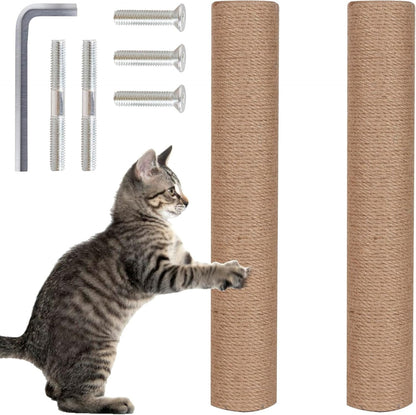 Powerking Natural Sisal Replacement Scratching Post, 15.7'' 2 Pieces M8 Cat Scratch Post Refill Pole Parts for Refurbishment, Include Screws (White)14