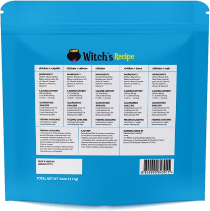 Witch'S Recipe Lickable Cat Treats, Creamy Squeezable Puree, Grain-Free, 100 Tubes, Chicken Tuna Salmon Goatmilk Capelin Flavors 0.5Oz Each Tube2