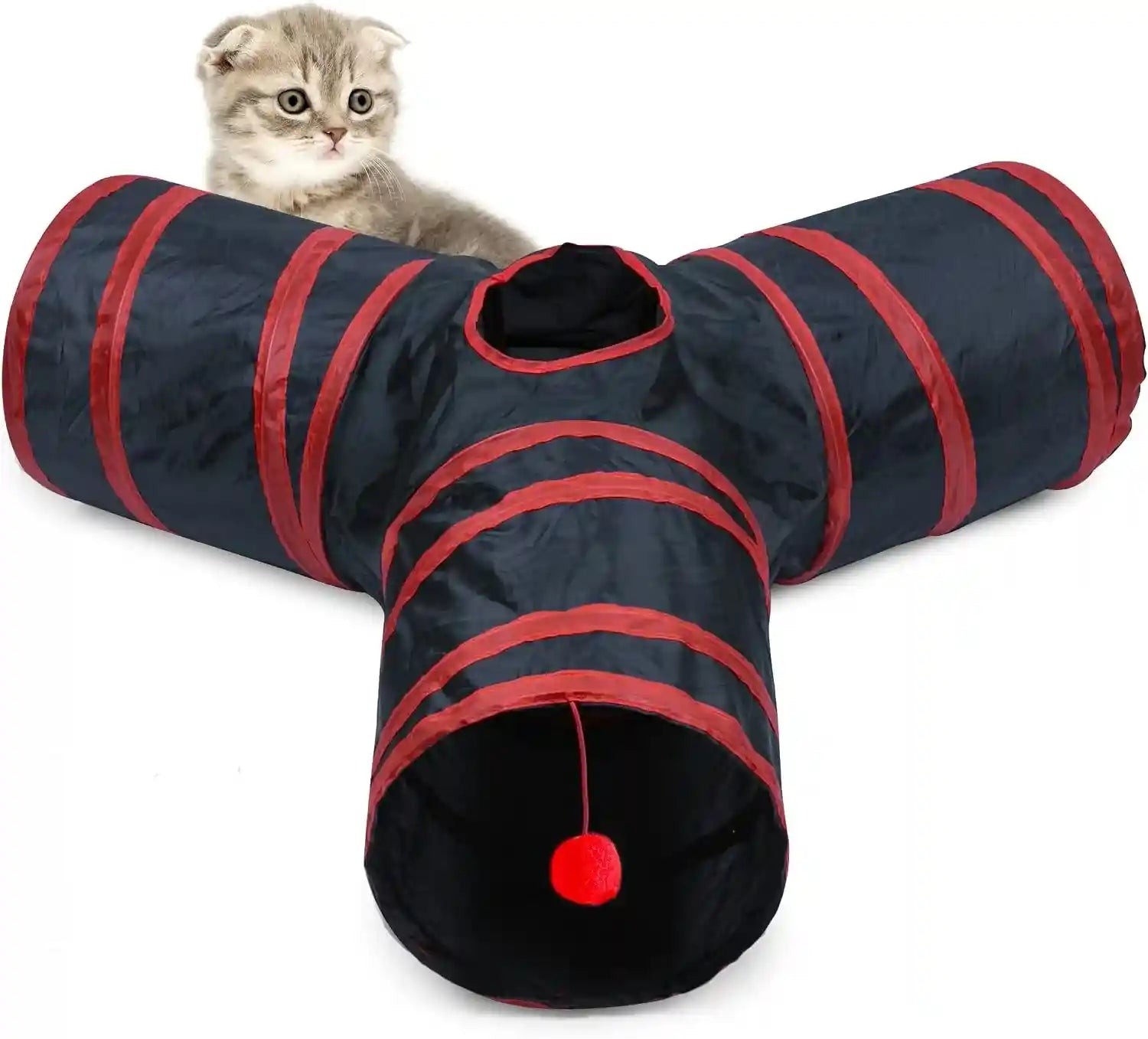 cat-tunnel-collapsible-tube-with-1-play-ball-toys-3-ways-tunnels-for-indoor-cats-puppy-kitty-kitten-rabbit-white-and-gray