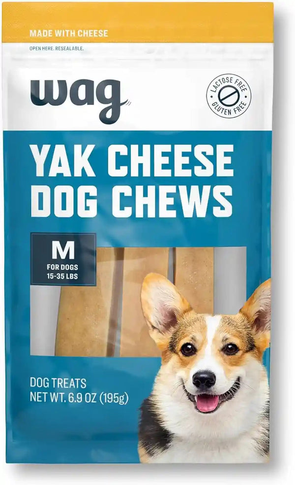Amazon Brand - Wag Yak Cheese Himalayan Dog Chews, Dog Treats for Medium Size Dogs, All Natural, High Protein for Aggressive Chewers, 15-35 Lbs, 3 Count, 6.9 Oz1