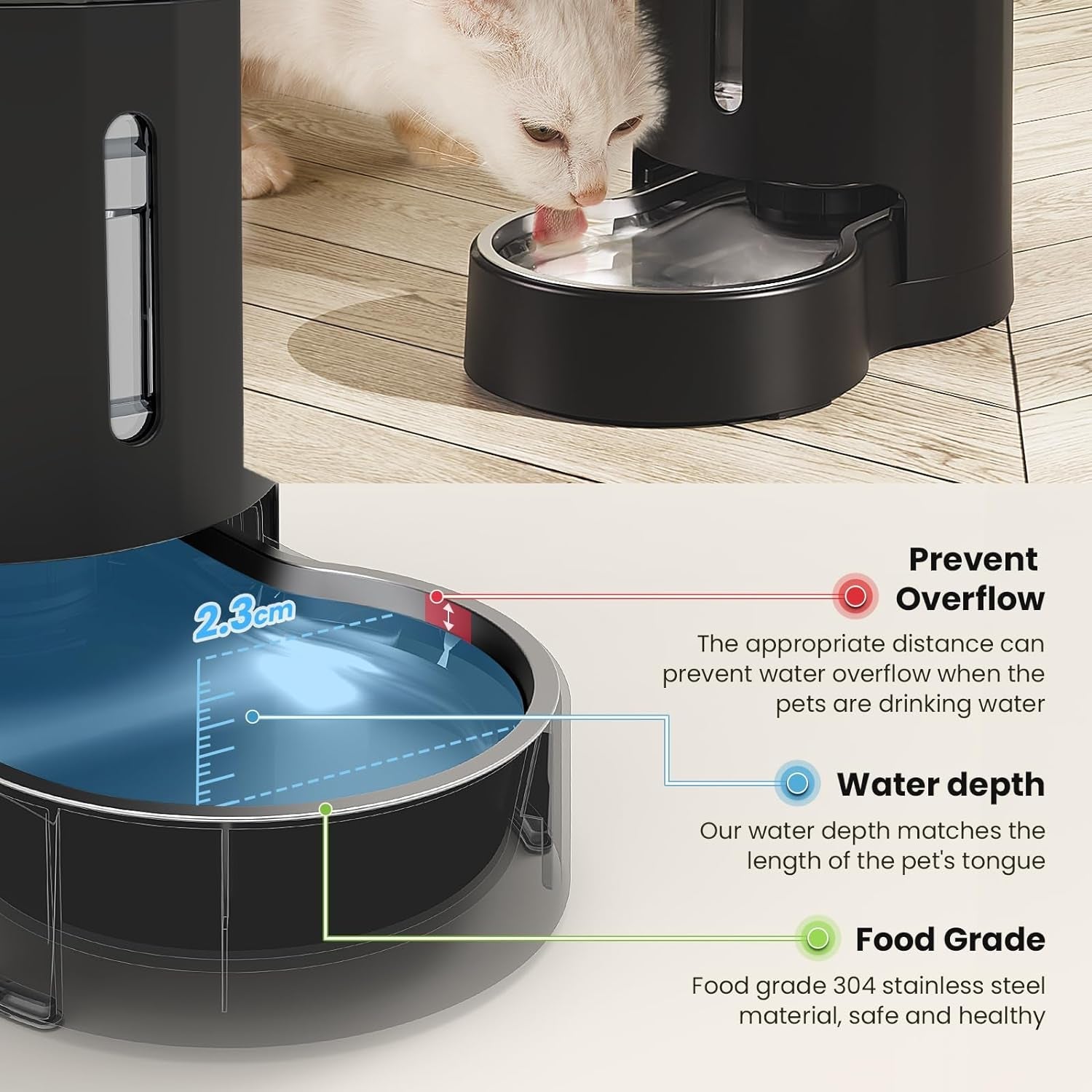 czpet-automatic-4l-135oz-1gal-cat-water-dispenser-with-stainless-steel-bowl-gravity-waterer-for-small-medium-dog-puppy-kitten-black-with-stainless-steel-bowl-gravity-waterer-for-small-medium-dog-puppy-kitten